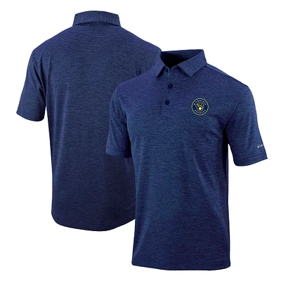 Men's Columbia Navy Milwaukee Brewers Omni-Wick Polo