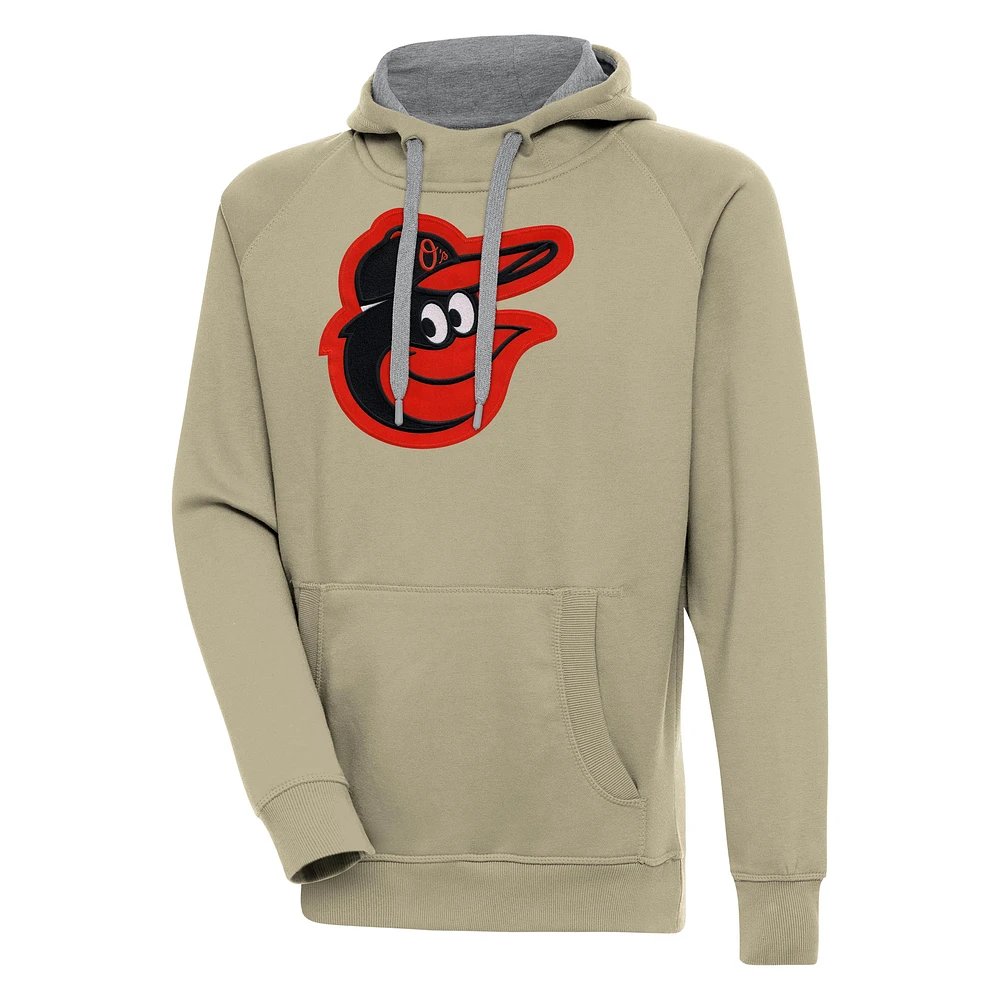 Men's Antigua Khaki Baltimore Orioles Victory Pullover Hoodie