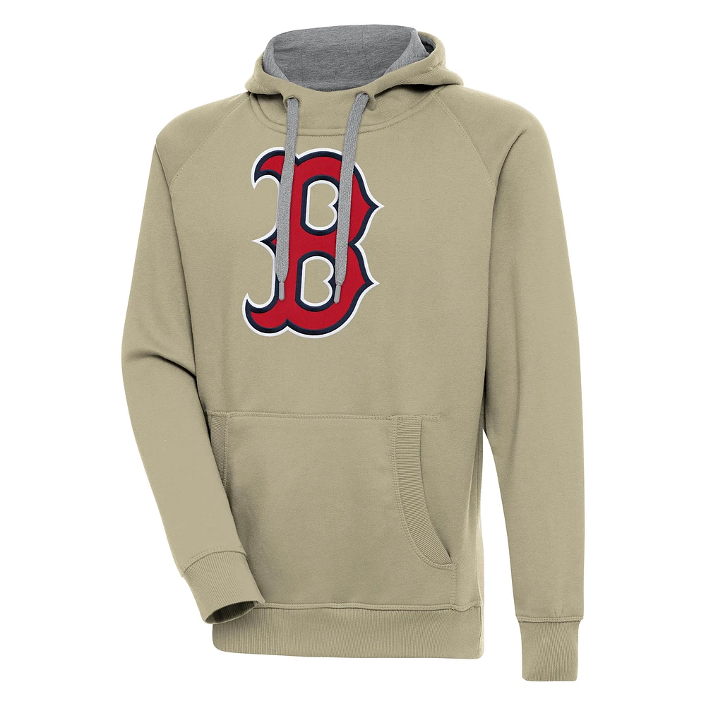 Men's Antigua Khaki Boston Red Sox Victory Pullover Hoodie