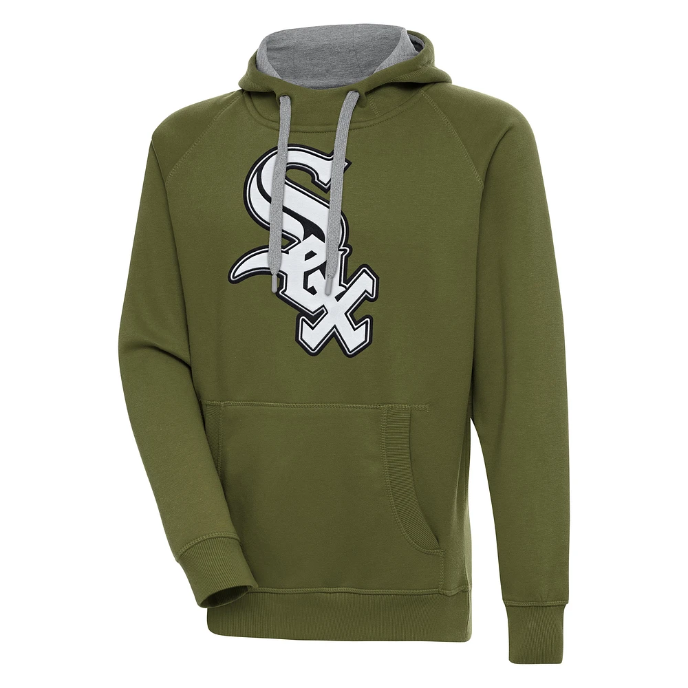 Men's Antigua Olive Chicago White Sox Victory Pullover Hoodie