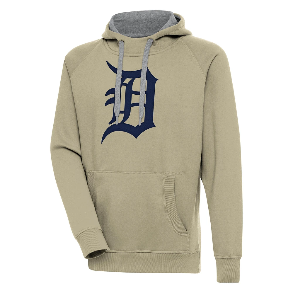Men's Antigua Khaki Detroit Tigers Victory Pullover Hoodie