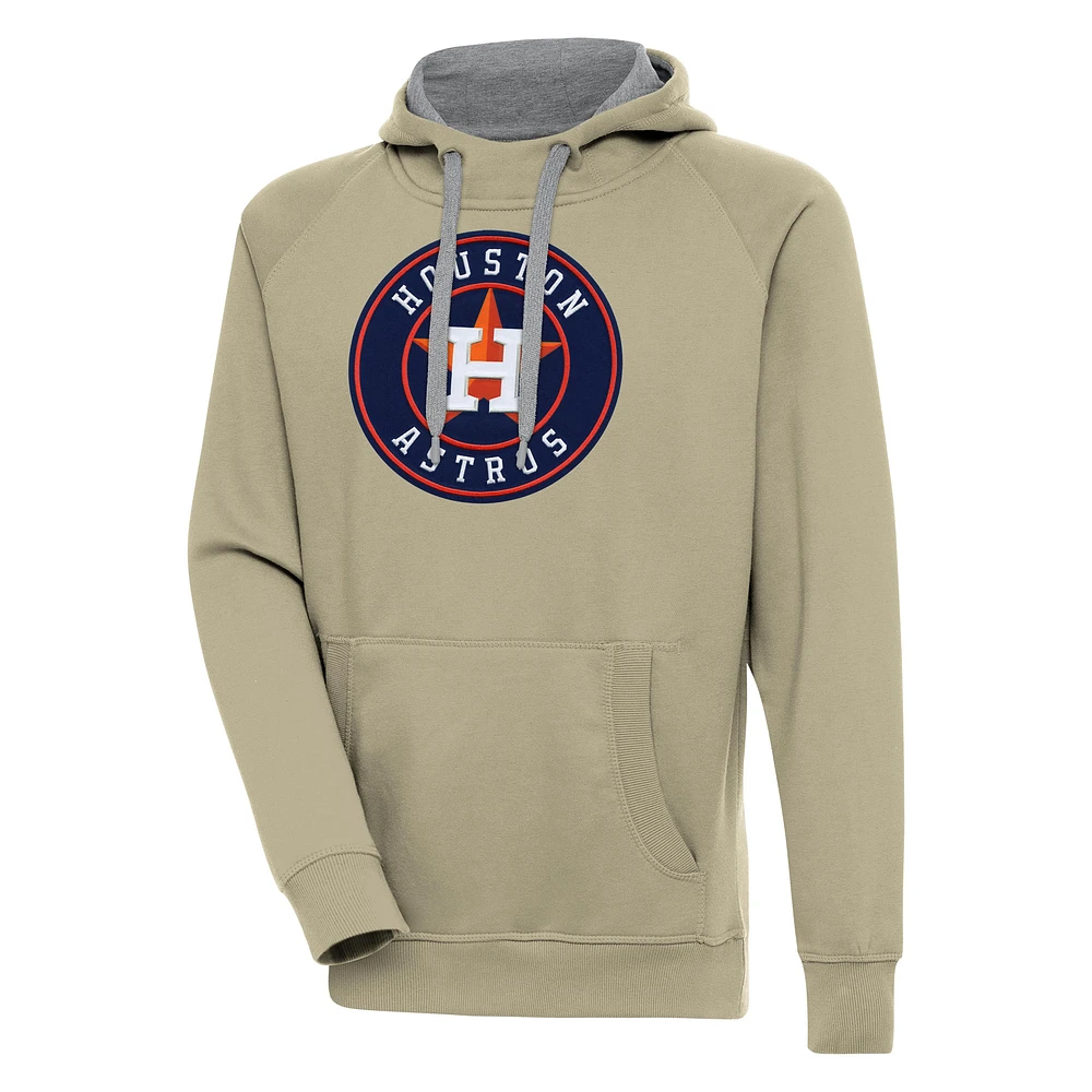 Men's Antigua Khaki Houston Astros Victory Pullover Hoodie
