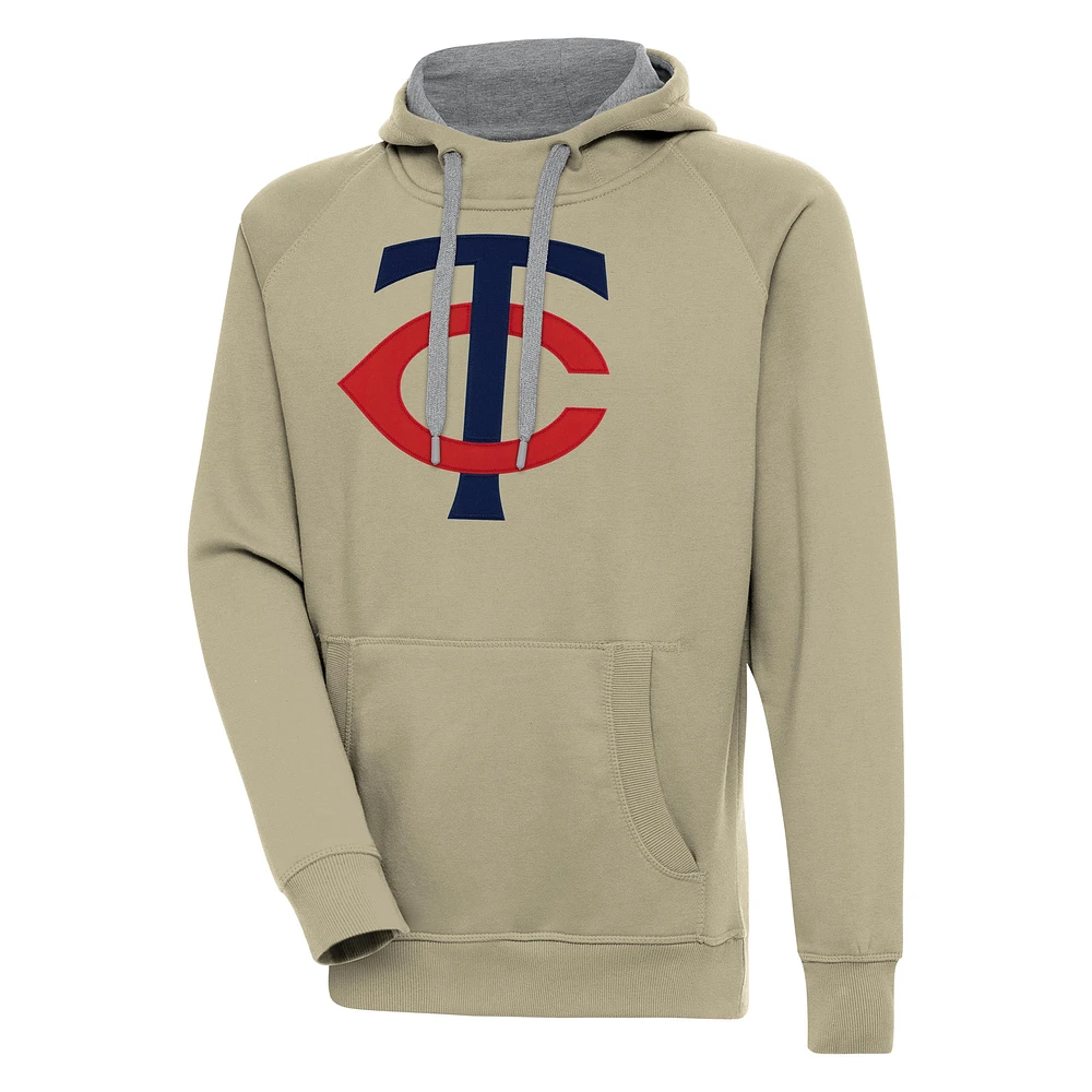 Men's Antigua Khaki Minnesota Twins Victory Pullover Hoodie