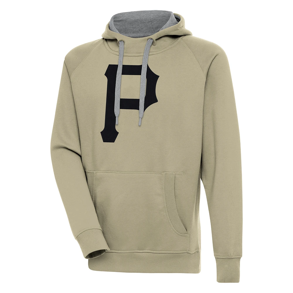 Men's Antigua Khaki Pittsburgh Pirates Victory Pullover Hoodie