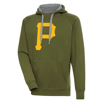 Men's Antigua Olive Pittsburgh Pirates Victory Pullover Hoodie