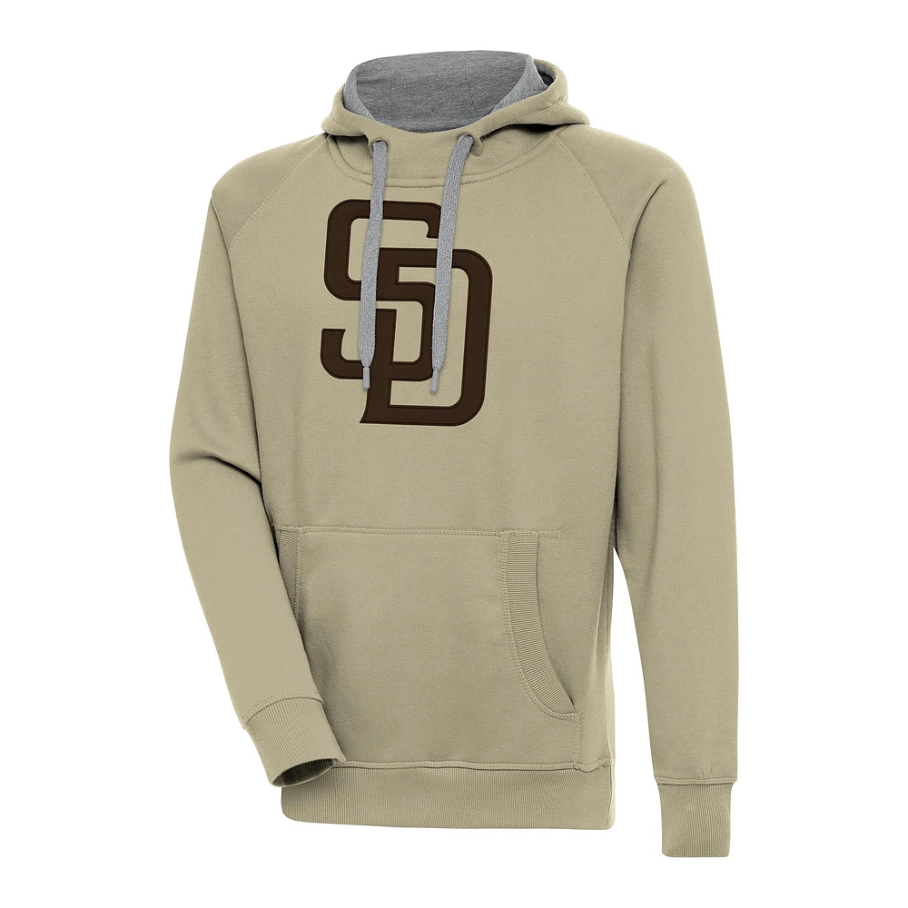 Men's Antigua Khaki San Diego Padres Victory Pullover Hoodie