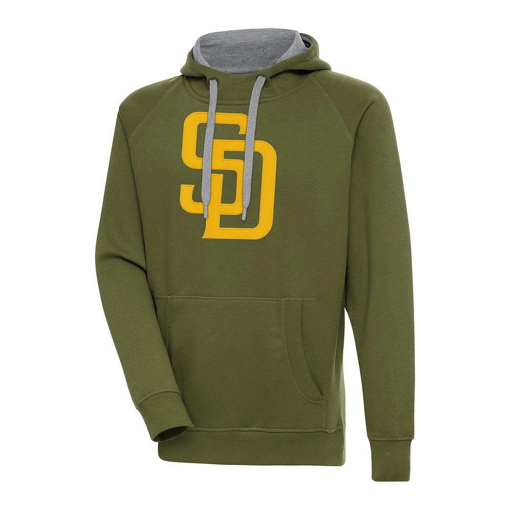Men's Antigua Olive San Diego Padres Victory Pullover Hoodie