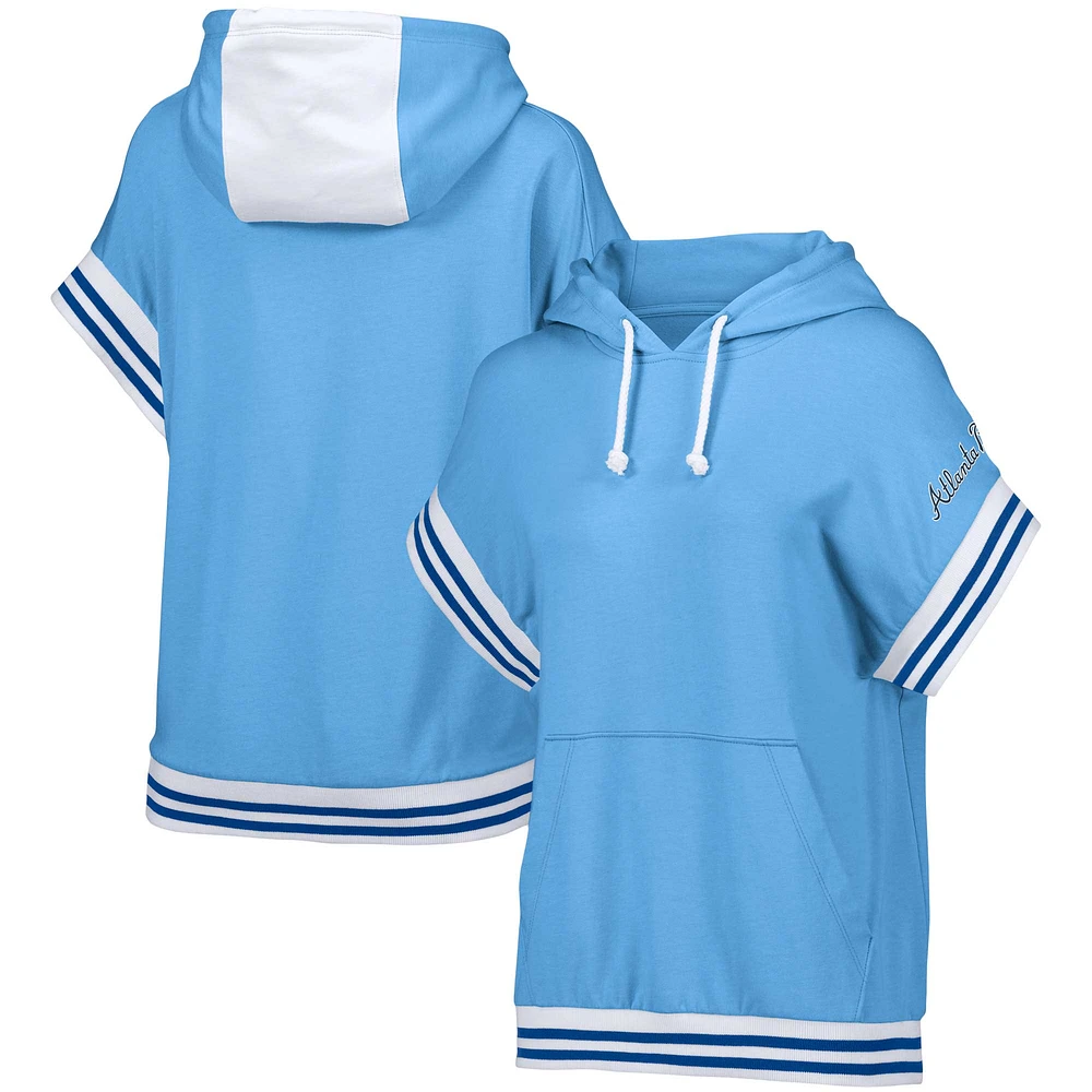 Women's Lusso Light Blue Atlanta Braves Mabel Tri-Blend Short Sleeve Pullover Hoodie