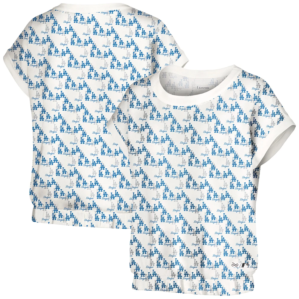 Women's Lusso White Los Angeles Dodgers Madge Dolman Tri-Blend T-Shirt