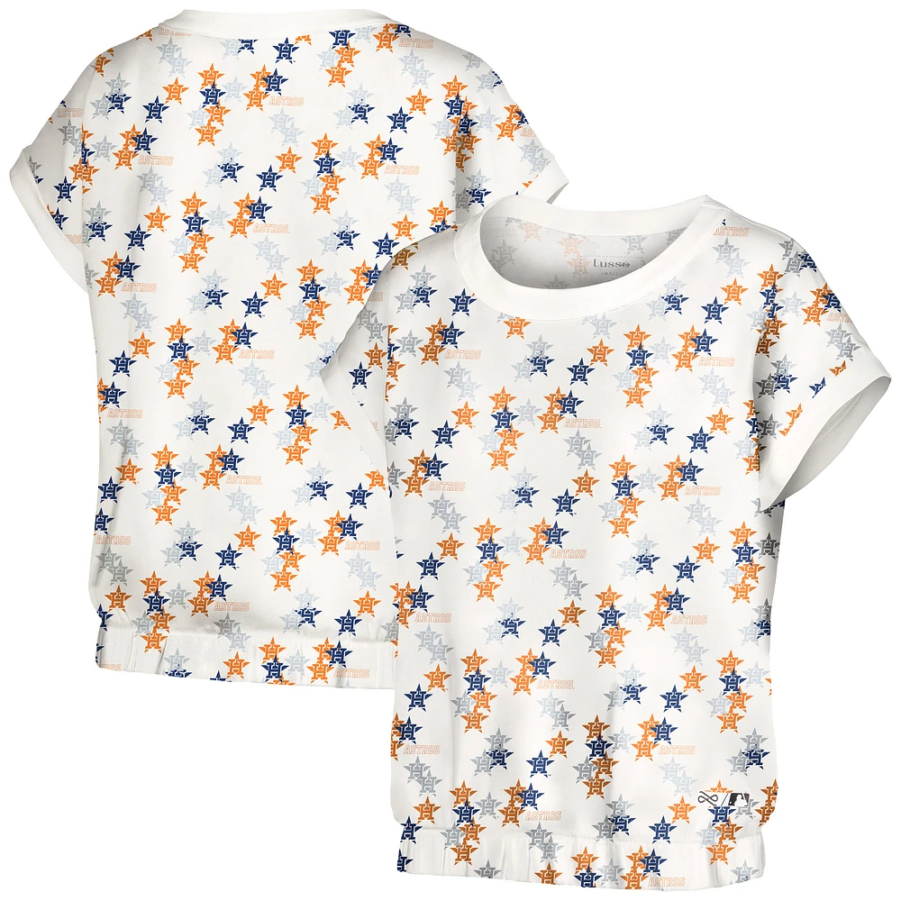 Women's Lusso White Houston Astros Madge Dolman Tri-Blend T-Shirt