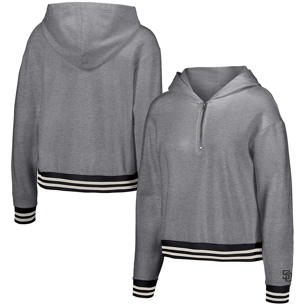 Women's Lusso Gray San Diego Padres Magnolia Tri-Blend Quarter-Zip Hoodie