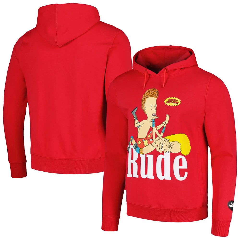 Men's Freeze Max Red Beavis and Butt-Head Graphic Pullover Hoodie