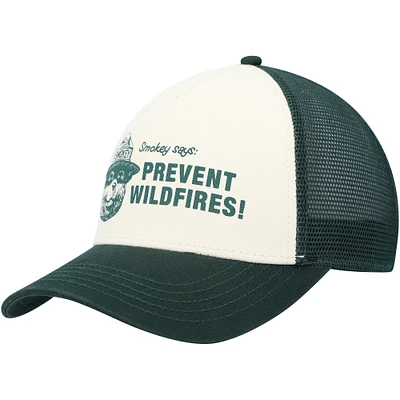 Men's American Needle Cream/Green Smokey Bear Sinclair Snapback Hat