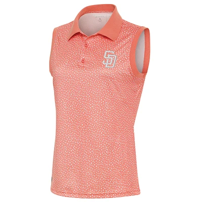 Women's Antigua Coral San Diego Padres Tonal Sleeveless Approach Polo