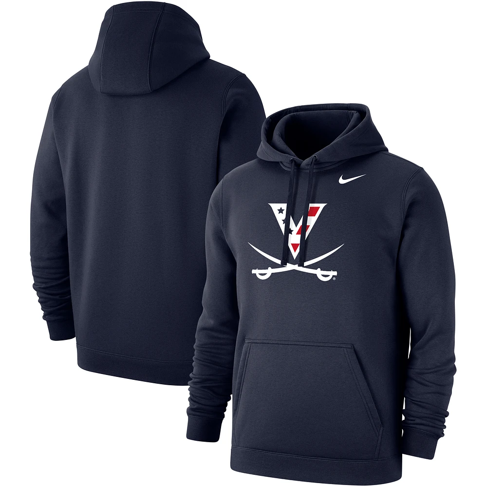 Men's Nike Navy Virginia Cavaliers Red, White & Hoo Club Fleece Pullover Hoodie