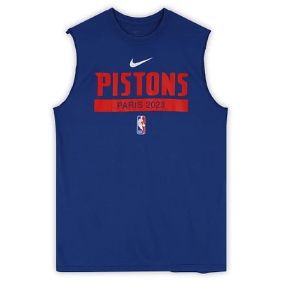 Detroit Pistons Team-Issued Blue Paris Sleeveless Shirt from the 2022-23 NBA Season