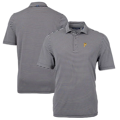 Men's Cutter & Buck Black Pittsburgh Pirates Virtue Eco Pique Stripe Recycled Polo