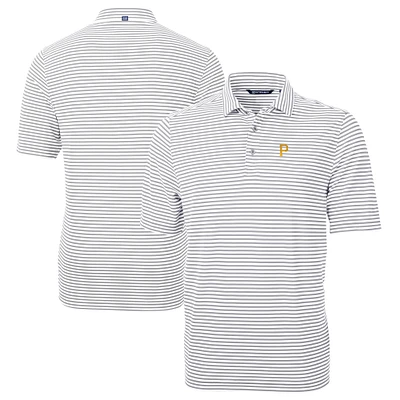 Men's Cutter & Buck Gray Pittsburgh Pirates Virtue Eco Pique Stripe Recycled Polo