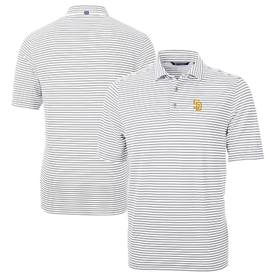 Men's Cutter & Buck Gray San Diego Padres Virtue Eco Pique Stripe Recycled Polo