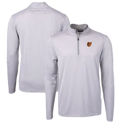 Men's Cutter & Buck /Gray Baltimore Orioles Virtue Eco Pique Micro Stripe Recycled Quarter-Zip Pullover Top