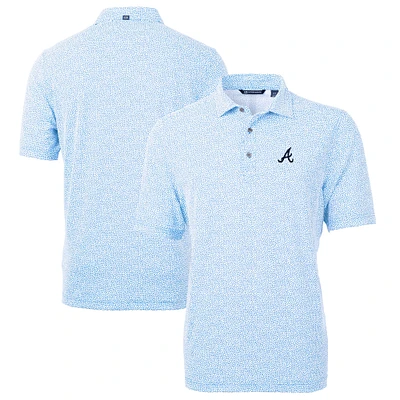 Men's Cutter & Buck Light Blue Atlanta Braves Virtue Eco Pique Botanical Print Recycled Polo