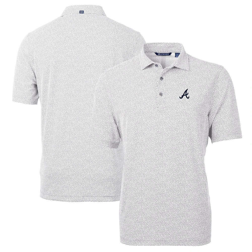 Men's Cutter & Buck Gray Atlanta Braves Virtue Eco Pique Botanical Print Recycled Polo