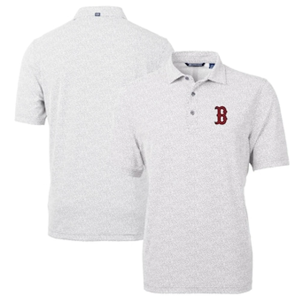 Men's Cutter & Buck Gray Boston Red Sox Virtue Eco Pique Botanical Print Recycled Polo
