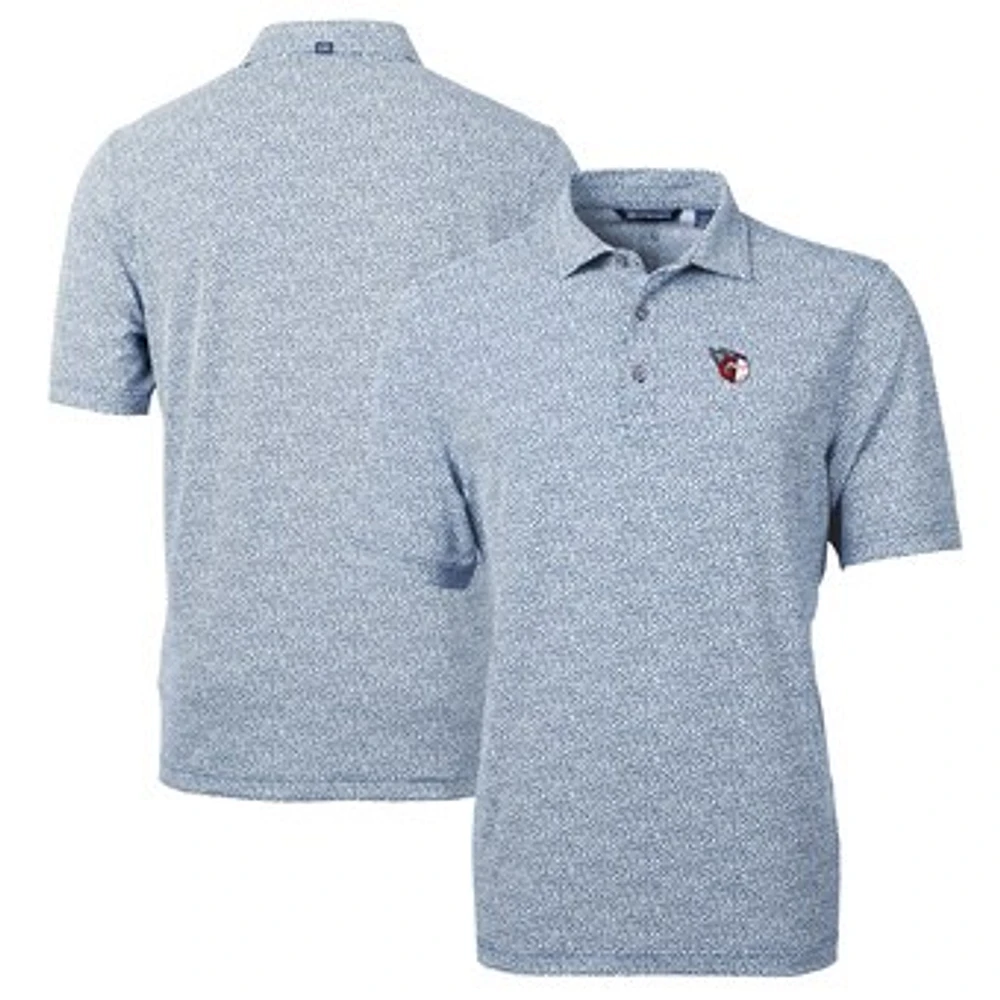 Men's Cutter & Buck Navy Cleveland Guardians Virtue Eco Pique Botanical Print Recycled Polo