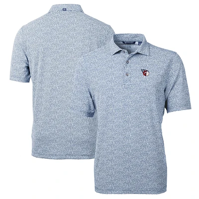 Men's Cutter & Buck Navy Cleveland Guardians Virtue Eco Pique Botanical Print Recycled Polo