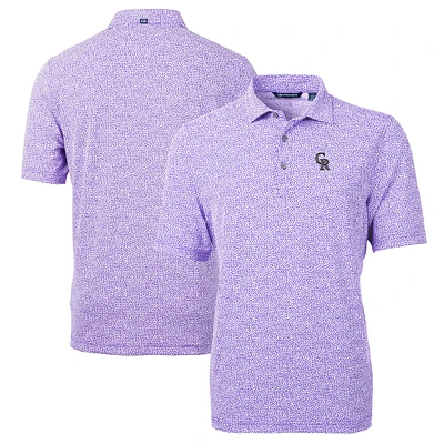 Men's Cutter & Buck Purple Colorado Rockies Virtue Eco Pique Botanical Print Recycled Polo