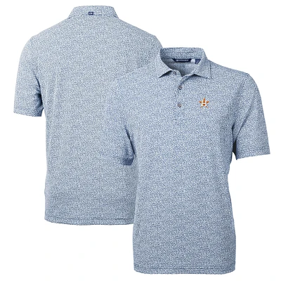 Men's Cutter & Buck Navy Houston Astros Virtue Eco Pique Botanical Print Recycled Polo