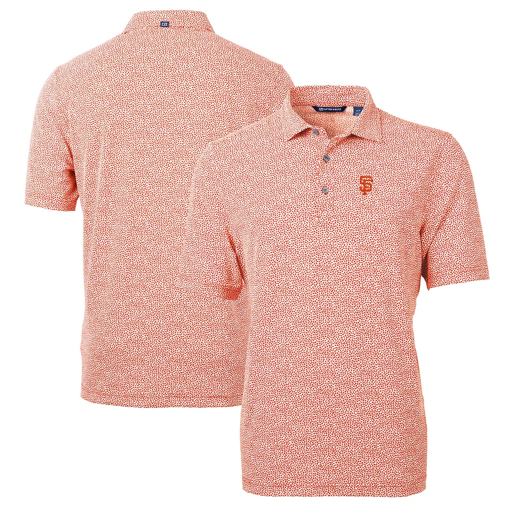 Men's Cutter & Buck Orange San Francisco Giants Virtue Eco Pique Botanical Print Recycled Polo