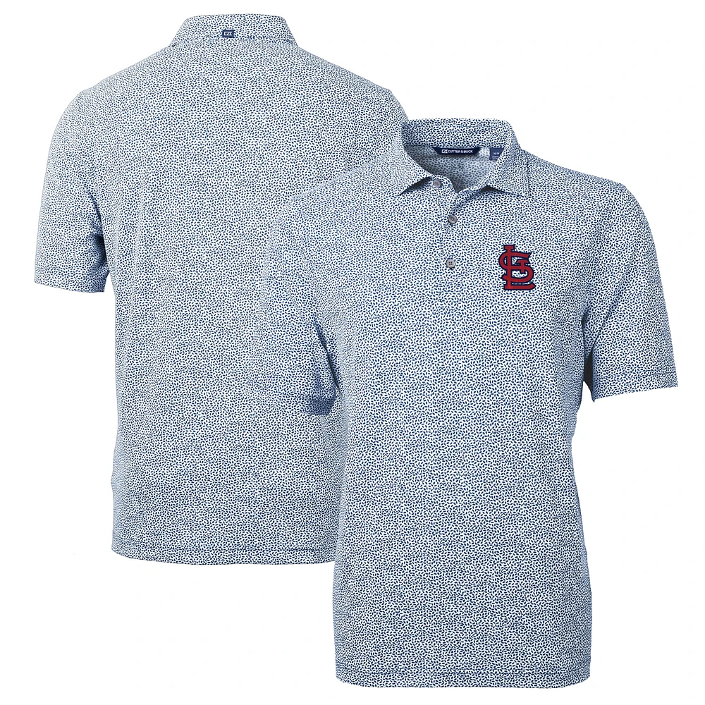 Men's Cutter & Buck Navy St. Louis Cardinals Virtue Eco Pique Botanical Print Recycled Polo