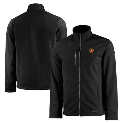 Men's Cutter & Buck Black Baltimore Orioles Evoke Eco Softshell Recycled Full-Zip Jacket
