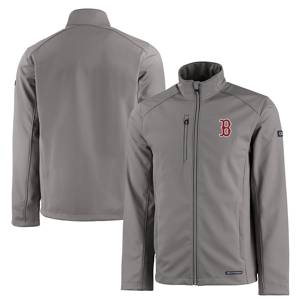 Men's Cutter & Buck Gray Boston Red Sox Evoke Eco Softshell Recycled Full-Zip Jacket