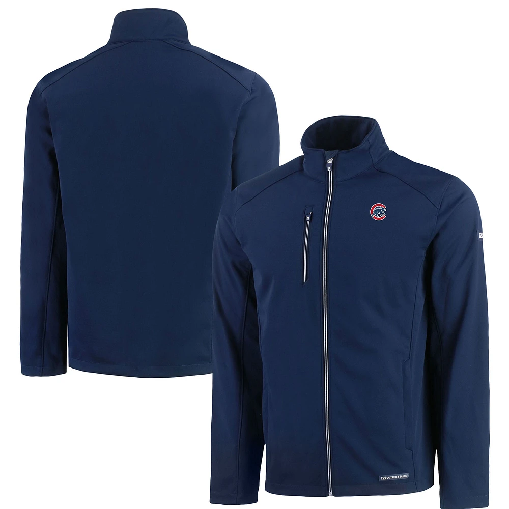Men's Cutter & Buck Navy Chicago Cubs Evoke Eco Softshell Recycled Full-Zip Jacket