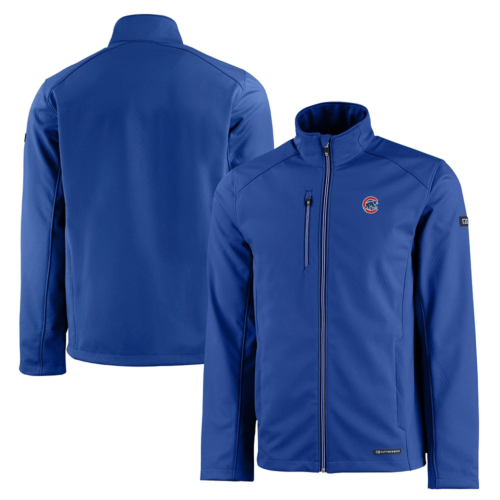 Men's Cutter & Buck Royal Chicago Cubs Evoke Eco Softshell Recycled Full-Zip Jacket