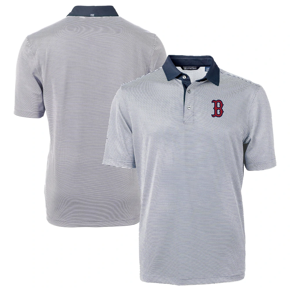 Men's Cutter & Buck Navy/White Boston Red Sox Virtue Eco Pique Micro Stripe Recycled Polo