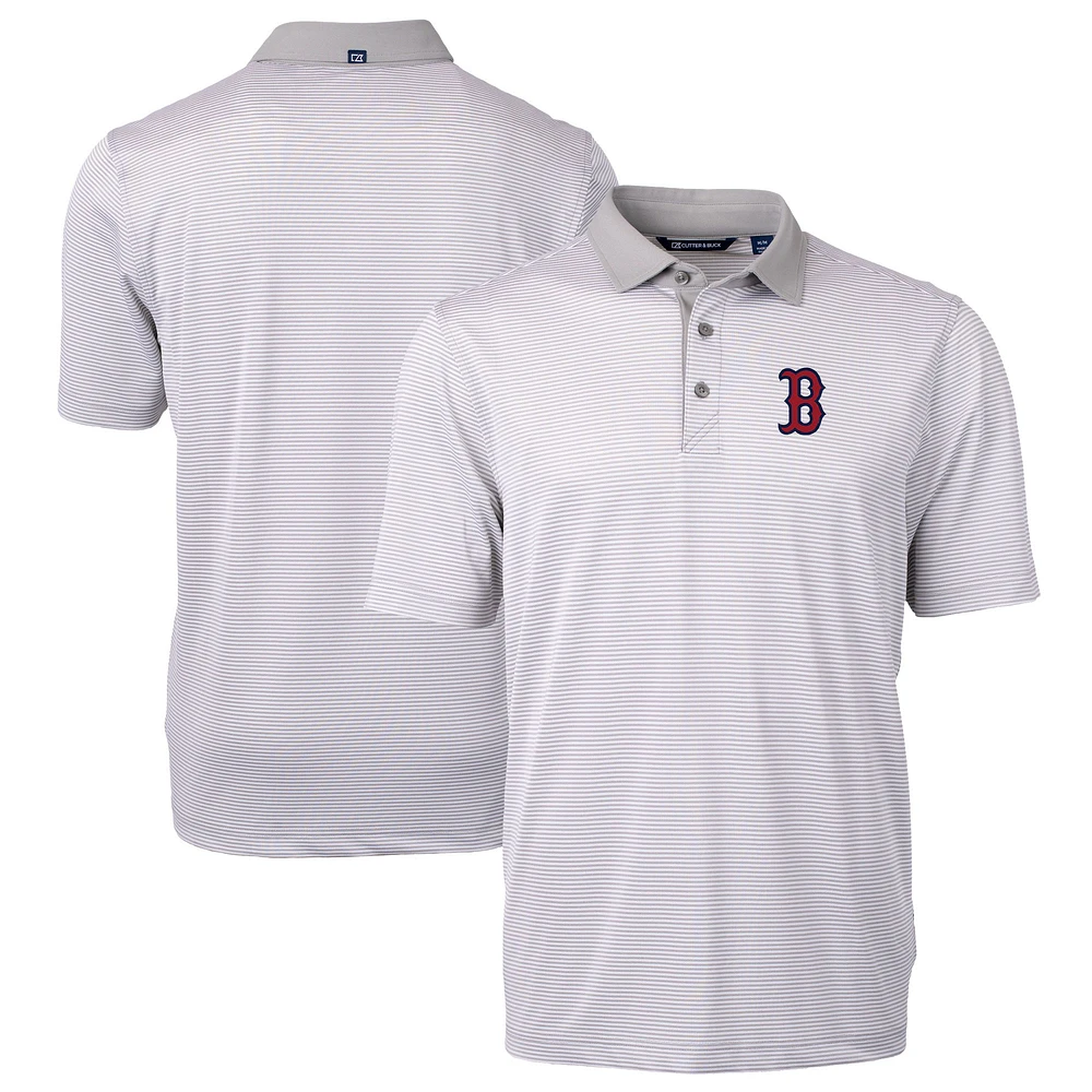 Men's Cutter & Buck Gray/White Boston Red Sox Virtue Eco Pique Micro Stripe Recycled Polo