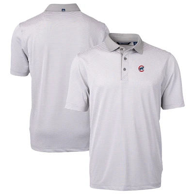 Men's Cutter & Buck Gray/White Chicago Cubs Virtue Eco Pique Micro Stripe Recycled Polo