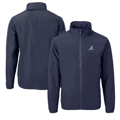Men's Cutter & Buck Navy Atlanta Braves Charter Eco Recycled Full-Zip Jacket