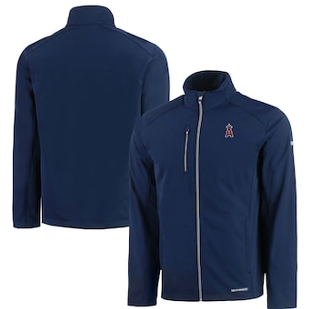 Men's Cutter & Buck Navy Los Angeles Angels Evoke Eco Softshell Recycled Full-Zip Jacket