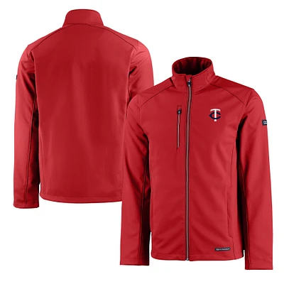 Men's Cutter & Buck Red Minnesota Twins Evoke Eco Softshell Recycled Full-Zip Jacket