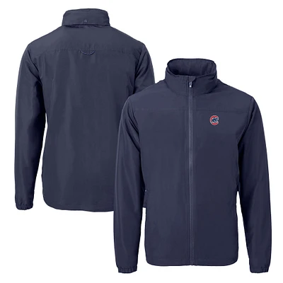 Men's Cutter & Buck Navy Chicago Cubs Charter Eco Recycled Full-Zip Jacket