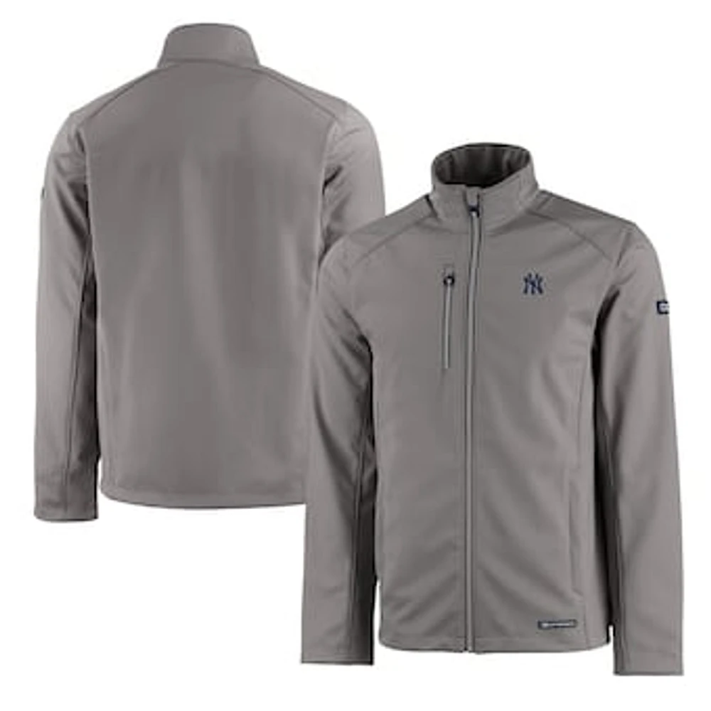 Men's Cutter & Buck Gray New York Yankees Evoke Eco Softshell Recycled Full-Zip Jacket