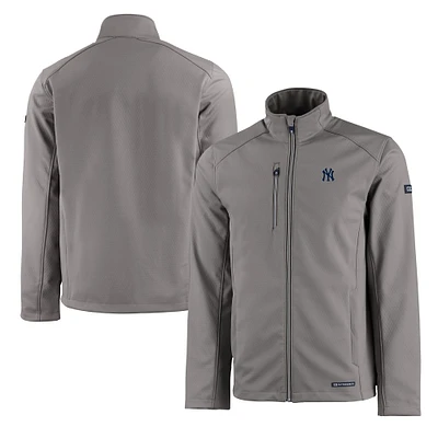 Men's Cutter & Buck Gray New York Yankees Evoke Eco Softshell Recycled Full-Zip Jacket