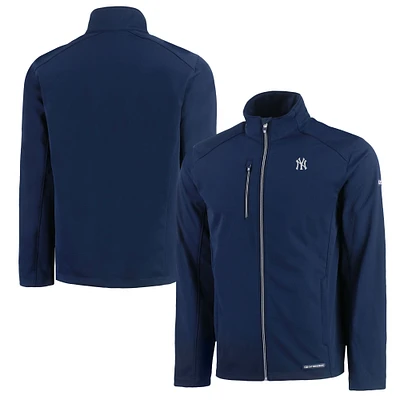 Men's Cutter & Buck Navy New York Yankees Evoke Eco Softshell Recycled Full-Zip Jacket