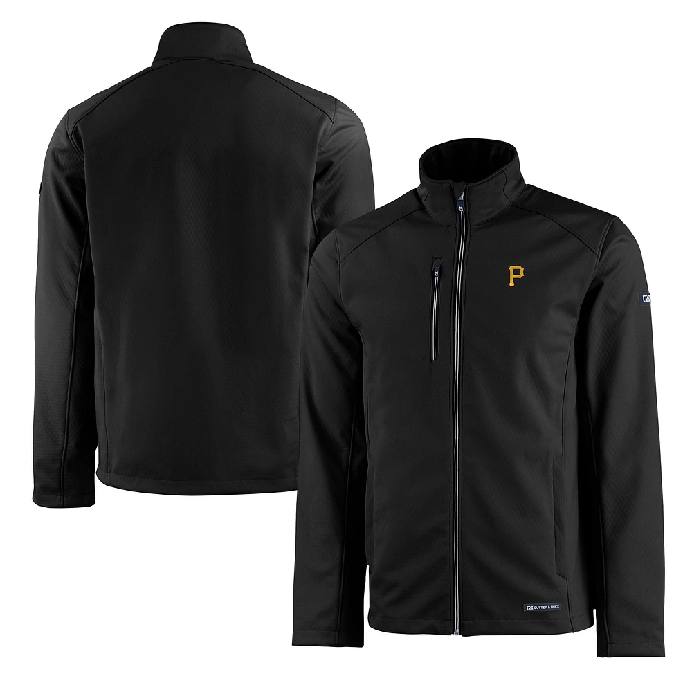 Men's Cutter & Buck Black Pittsburgh Pirates Evoke Eco Softshell Recycled Full-Zip Jacket