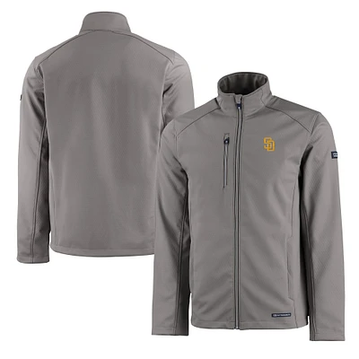 Men's Cutter & Buck Gray San Diego Padres Evoke Eco Softshell Recycled Full-Zip Jacket