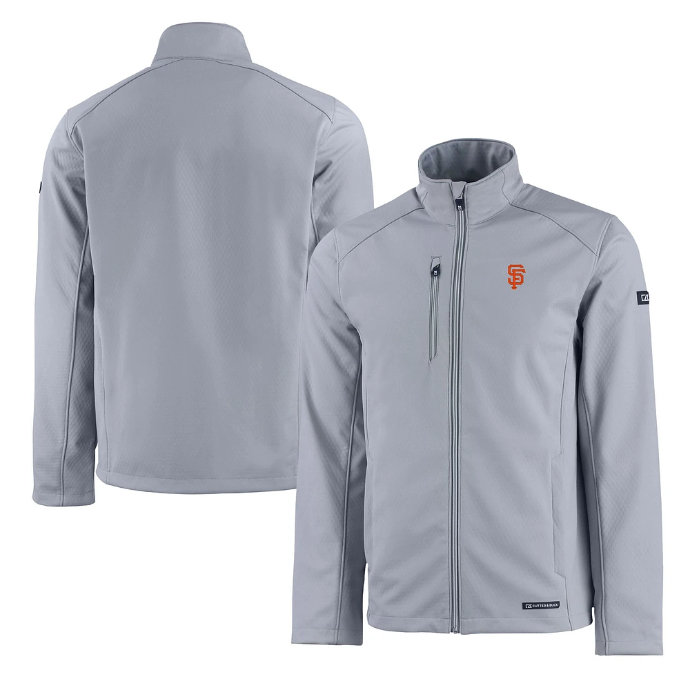 Men's Cutter & Buck Gray San Francisco Giants Evoke Eco Softshell Recycled Full-Zip Jacket
